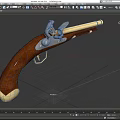 Vintage Flintlock Musket Featuring Wooden Stock Brass Accents And Metal Components
