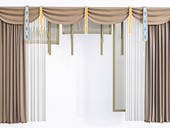 Chinese Curtain Chinese Soft Decorative Fabric Curtain Chinese Display Traditional Curtain 3d model