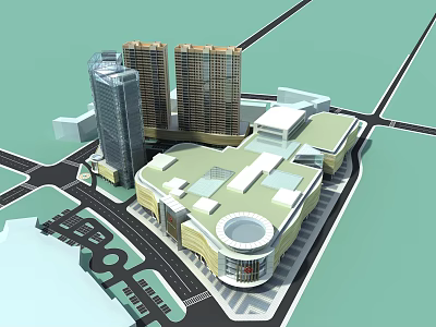 Birds Eye View Urban Planning With High Rise Buildings And Commercial Complex Layout 3d model