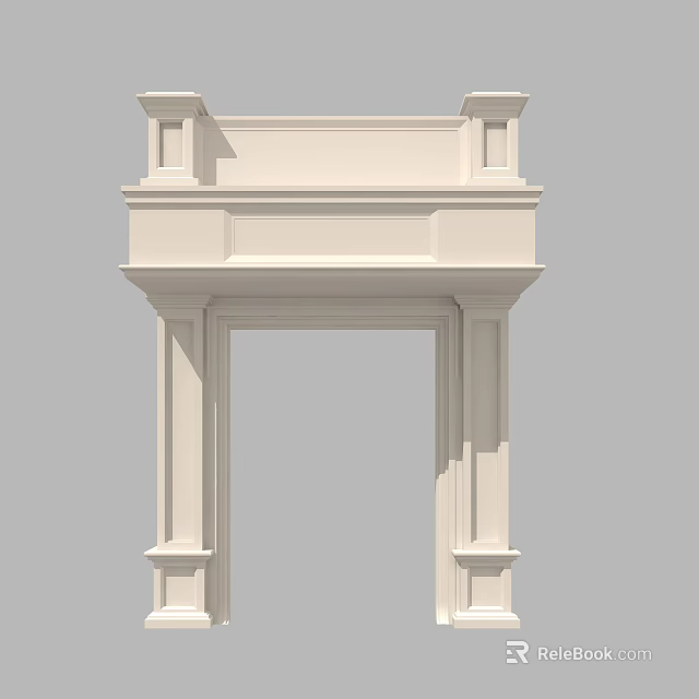 Building Exterior Wall with Classical Style Ivory White Columns and Decorative Top 3d model