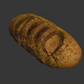 Crusty Golden Brown Artisan Bread With Diagonal Slits And Sesame Seeds Topping