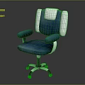 Stylish Blue And White Leisure Chair With Armrests And Wheeled Base