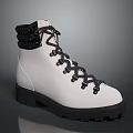 Stylish White Boots With Black Laces Chunky Sole And Cuffed Ankle Design