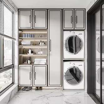 New Chinese Style Balcony Laundry 3d model