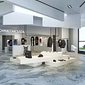 CHRISTIAN DADA Clothing Store With Modern Interior Hanging Clothes And Display Tables