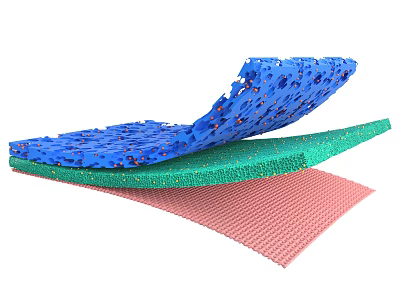 Woman Using Soft Three Layer Foam Mat With Blue Green Pink Breathable Hole Design 3d model