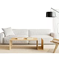 Quiet sofa tea table combination 3d model