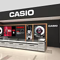 Modern CASIO Watch Store Interior With Display Counters And Brand Logo 3d model