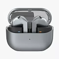Silver Wireless Earbuds With Open Charging Case And Modern Sleek Design 3d model