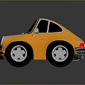 Vintage Yellow Sports Car With Classic Design Round Headlights Black Windows And Wheels