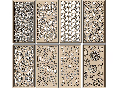 Decorative Room Dividers With Various Intricate Floral And Geometric Hollow Carved Patterns 3d model
