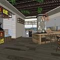Hotel Public Lounge Area With Modern Open Design Wooden Flooring Pendant Lights And Green Plants