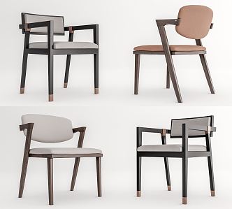 Quiet Dining Chair Dining Chair Single Chair Leisure Chair 3d model