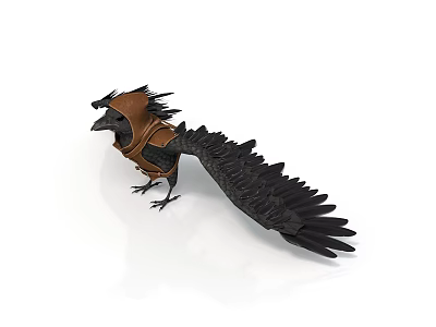 Raven in Brown Leather Armor with Spread Wings on White Background 3d model