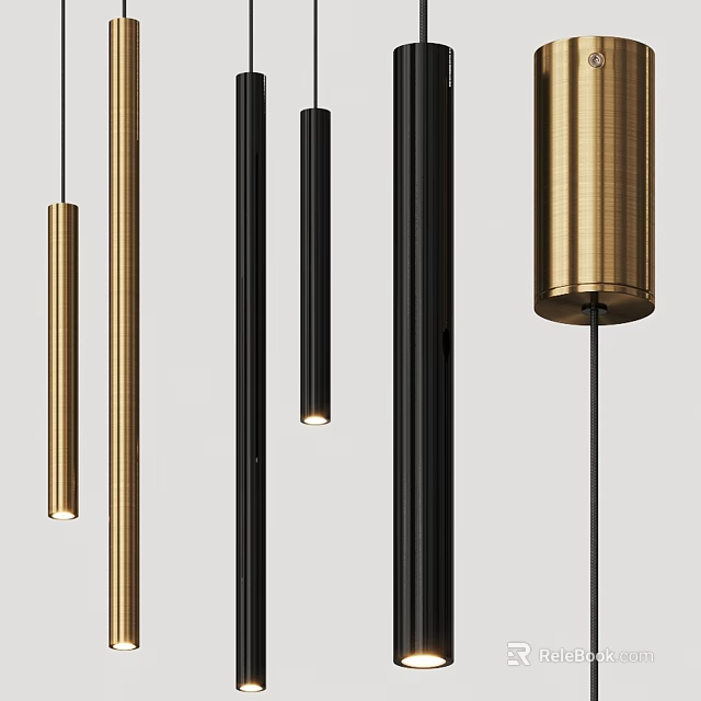 Modern Wall Lamp Design With Black And Gold Cylindrical Shades For Contemporary Spaces 3d model 