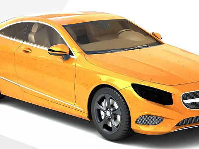 Technology Exhibition Hall Showcasing Orange Sports Car With Modern Design And Futuristic Features 3d model