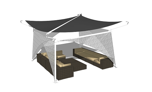 Modern Pavilion Tension Film Outdoor Sunshade Umbrella Money Banknote Box 3d model