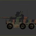 Military Armored Wheeled Tank With Camouflage Paint Turret Weapon And Antennas
