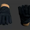 Black Leather Gloves Displayed On Wooden Hand Models With Smooth Surface 3d model
