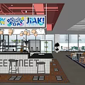 Casual Lounge Area With Bar Counter Stools Colorful Floor Tiles Large Windows And Plants