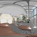 Cozy Outdoor Vibe Cafe With Starry Ceiling Tent String Lights Plants Tables And Chairs