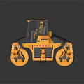 Yellow Road Roller With Dual Large Rollers Cab And Warning Light