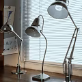 Three Modern Metal Table Lamps by Window with Blinds and Natural Light