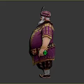 Luxurious Royal Character With Ornate Purple Robe Jeweled Accessories And Floating Gemstones