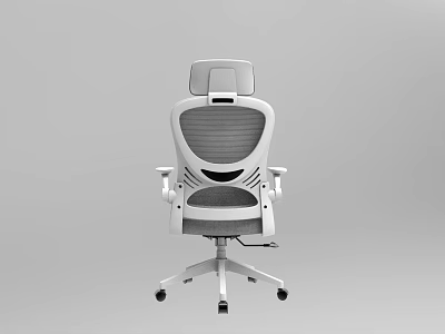 Ergonomic White and Gray Mesh Office Chair with Headrest Adjustable Armrests and Wheels 3d model