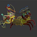 Decorative Toy Chariot With Two Ornate Horses And Colorful Stripes