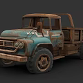 Vintage Rusty Blue Truck Featuring Wooden Cargo Bed And Classic Design
