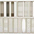 Various Style Decorative Room Dividers With Geometric Patterns And Metal Frames 3d model