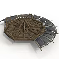 Ancient Traditional Circular Wooden Building With Cross Beam Frame And Canvas Coverings