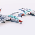 Two Gray and Red Passenger Planes With Clear Cockpits 97FF 9145 on White Background