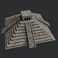 Ancient Pyramid Architecture With Stepped Stone Layers And Top Temple Structure 3d model