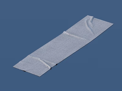 Gray Long Strip Material With Wrinkled Surface On Blue Background 3d model