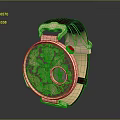 Rose Gold Watch With Maroon Leather Strap And Dragon Pattern Round Dial