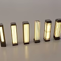 Modern Outdoor Lights Set With Various Standing Designs And Illuminated Lampshades
