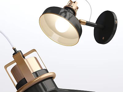Modern Black and Gold Wall Light with Sleek Shade and Wall Mounted Design 3d model