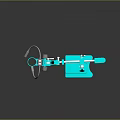 Light Blue Mechanical Game Movie Character Featuring Metal Stand Joints And Stable Base