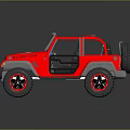 Red Off Road Car With Open Doors Black Wheels And Sporty Exterior Design