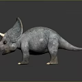 Realistic Triceratops Dinosaur Model With Gray Body Blue Spots And Sharp Horns