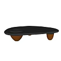 Black Irregular Shaped Coffee Table With Gold Cone Legs And Circular Tray 3d model