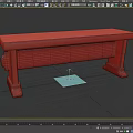 Sturdy Dark Brown Wooden Bench With Simple Design And Four Legs