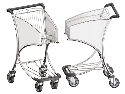 Stylish Modern Shopping Carts Featuring Metal Frame Transparent Panels And Wheels 3d model