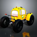Rough Terrain Suitable For Yellow Off Road Vehicle With Large Tires And Cartoon Design