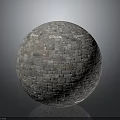 Natural Stone Sphere With Mosaic Tiled Surface And Colorful Textured Design Details