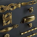 Vintage Gold Cabinet Handles With Various Decorative Designs For Furniture