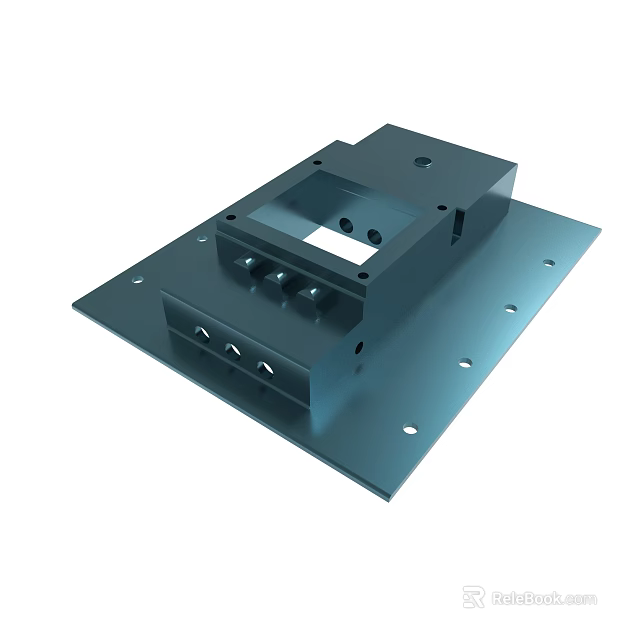 Heavy Duty Metal Bracket with Square Base and Mounting Holes for Industrial Use 3d model 