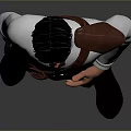 Male Character 3D Model With White Shirt Black Pants Mustache And Pistol Standing Pose